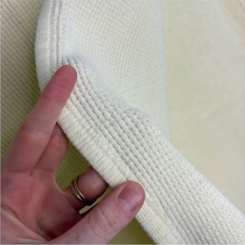 VINTAGE Cozy JE. Morgan Pale Butter Yellow Thermal Waffle Knit Baby Blanket Gift